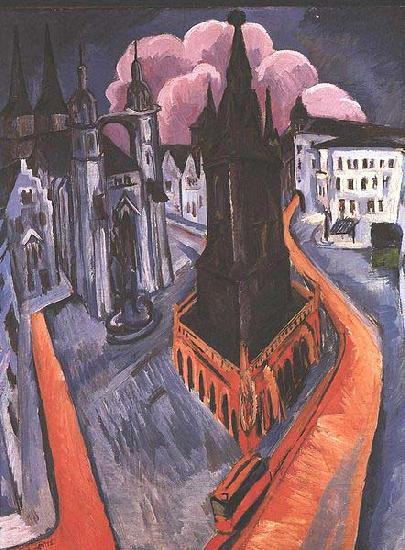 Ernst Ludwig Kirchner The red tower of Halle Germany oil painting art